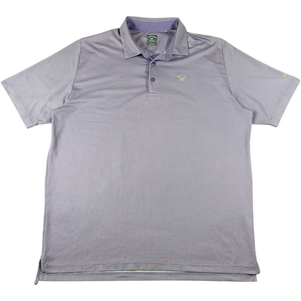 Callaway Golf Polo Shirt M XL Purple Check Swing Tech Performance Short Sleeve